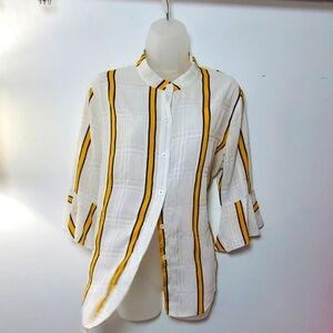White and Yellow Striped Shirt